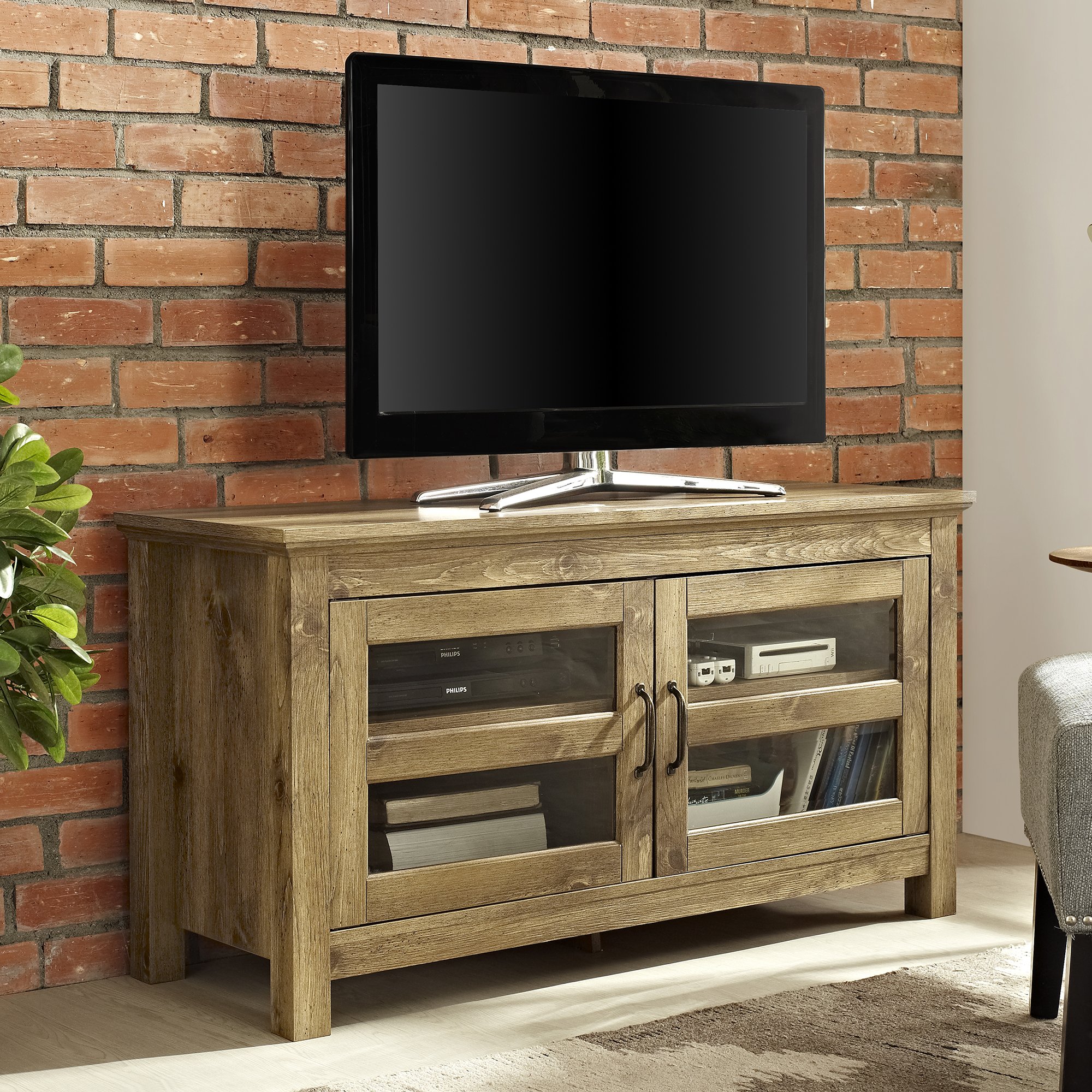 Walker Edison WE Furniture Simple Wood Stand for TV's up to 48